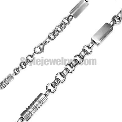 Stainless steel jewelry Chain 50cm - 55cm rectangle tube rolo link chain necklace w/lobster 6mm ch360272